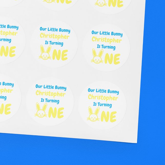 Little Bunny Boy 1. Geburtstag Runder Aufkleber (Von Creator hochgeladen)