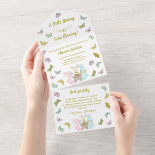 Little Bunny Butterfly Eine Geburtstagsdusche All In One Einladung