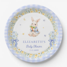 Little Bunny Gingham Boy Baby Shower Pappteller