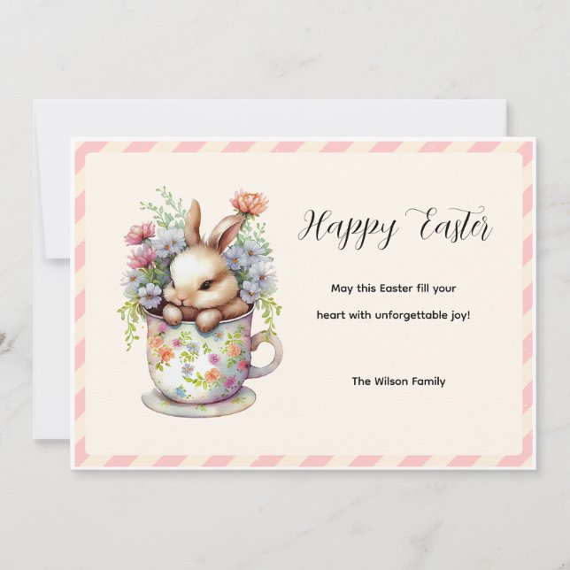 Little Bunny in a Floral Teacup Karte (Vorderseite)