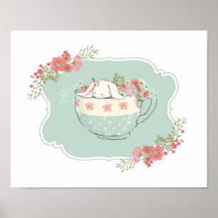 Little Bunny in einem Teacup Kinderzimmer Kunst Poster