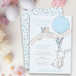 Little Bunny mit Balloon Niedlich Boy Baby Sprinkl Einladung