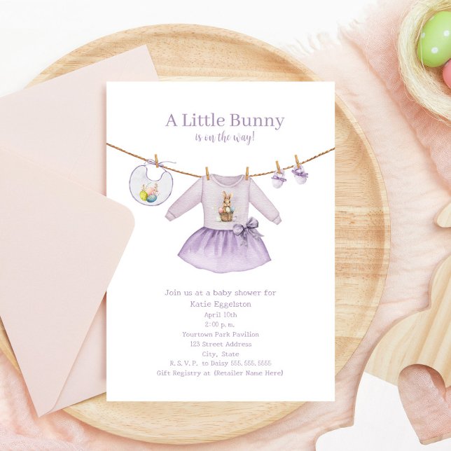 Little Bunny Oaster Lila Girl Baby Dusche Einladung (Von Creator hochgeladen)