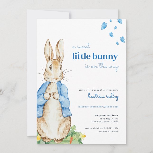 Little Bunny Peter Rabbit Kinderdusche Einladung (Vorderseite)