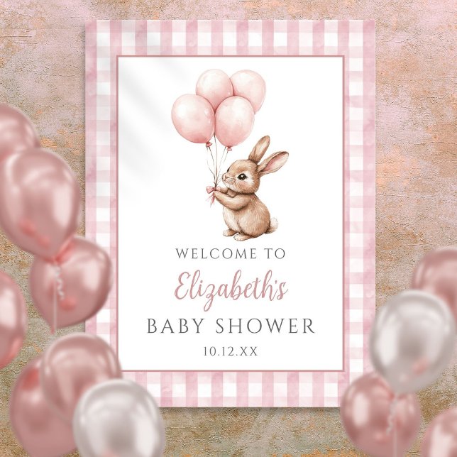Little Bunny Pink Baby Dusche Begrüßungszeichen Poster (Little Bunny Pink Baby Shower Welcome Sign)