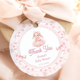 Little Bunny Pink Baby Shower Thank you Geschenkanhänger