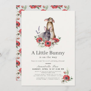 Little Bunny Red Anemone Virtual Baby Dusche Einladung