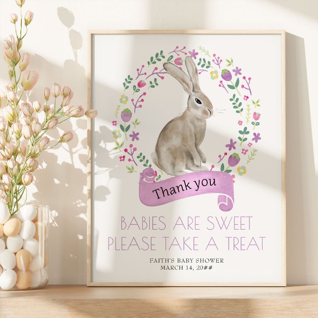 Little Bunny Spring Baby Dusche Fevor Table Poster (Easter Rabbit Favor Table Sign from my Little Bunny & Little Lamb Baby Shower collection)