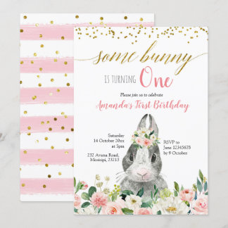 Little Bunny Spring Floral Geburtstag Einladung