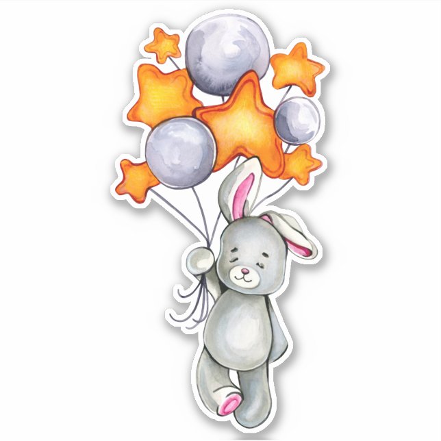 Little Bunny Süße Tier Orange Gray Sticker (Vorderseite)