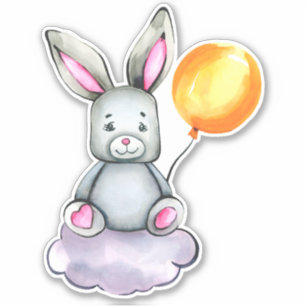 Little Bunny Süße Tier Orange Gray Sticker