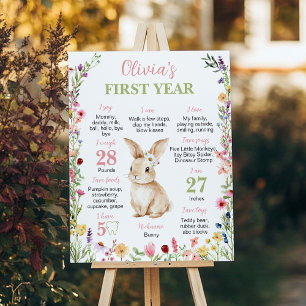 Little Bunny Wildblume Geburtstag Milestone Zeiche Poster