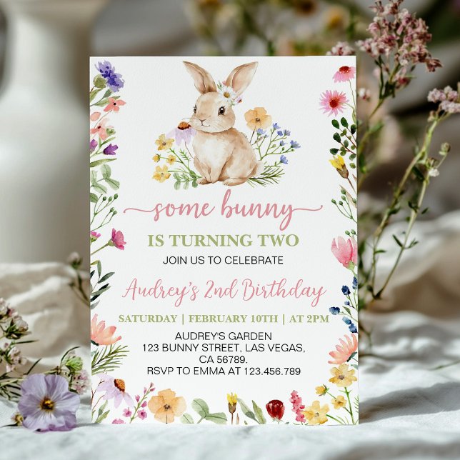 Little Bunny Wildblume Girl Birthday Einladung (Von Creator hochgeladen)