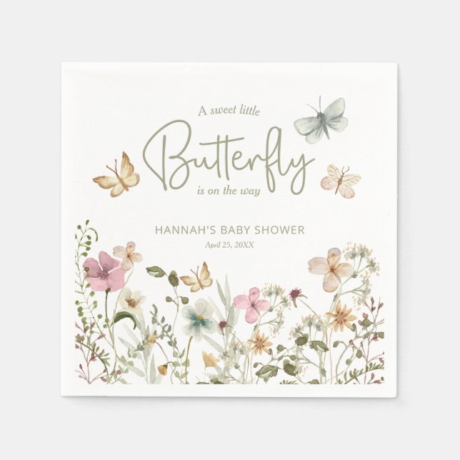 Little Butterfly Boho Babydusche Serviette (Vorderseite)