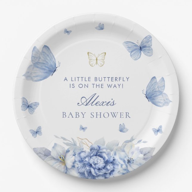 Little Butterfly Boy Baby Dusche Pappteller (Vorderseite)