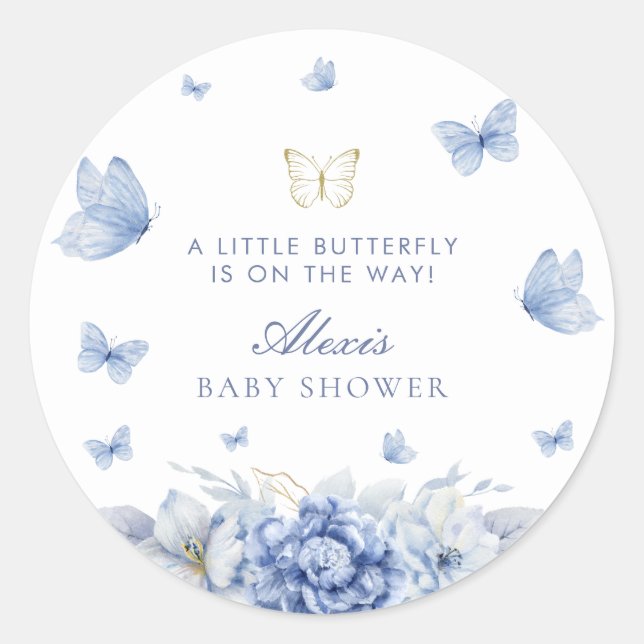 Little Butterfly Boy Baby Dusche Runder Aufkleber (Vorderseite)