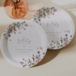 Little Butterfly Garden Floral Baby Shower Pappteller
