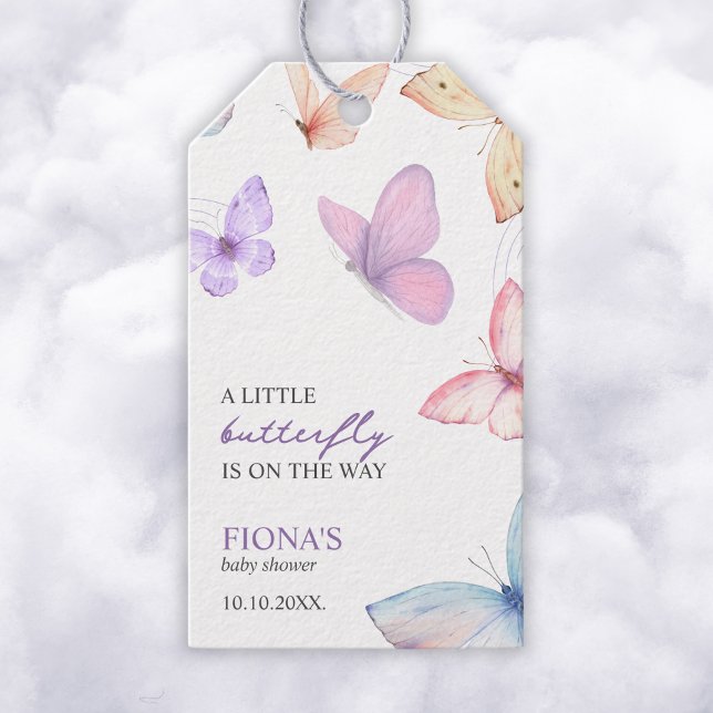 Little Butterfly Girl Babydusche Niedlich Geschenkanhänger (A LITTLE BUTTERFLY IS ON THE WAY BABY SHOWER GIFT TAG)