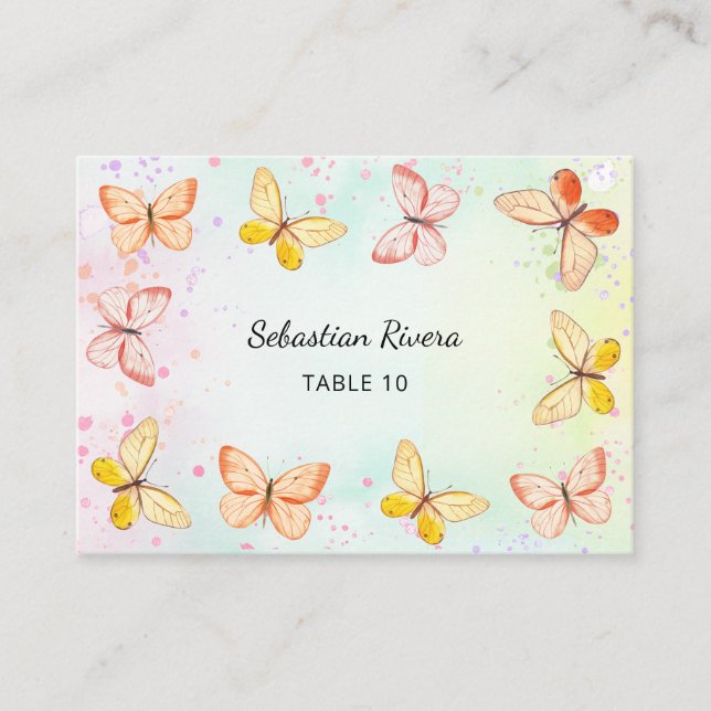 Little Butterfly Magic Girl Birthday Place Cards Platzkarte (Vorderseite)