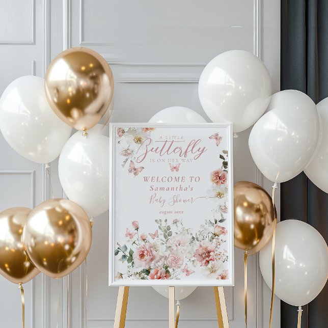 Little Butterfly Pink Floral Baby Girl Dusche Poster (Von Creator hochgeladen)