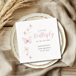 Little Butterfly Pink Girl Baby Shower Serviette