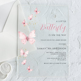 Little Butterfly Pink Girl Babydusche Acryleinladungen