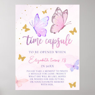 Little Butterfly Pink Lila Geburtstagszeit Kapsel Poster
