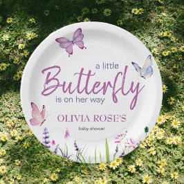Little Butterfly Pink Lila Girl Baby Dusche Pappteller