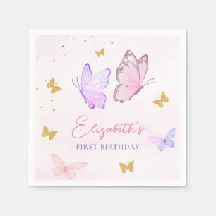 Little Butterfly Pink Lila Gold Girl Geburtstag Serviette