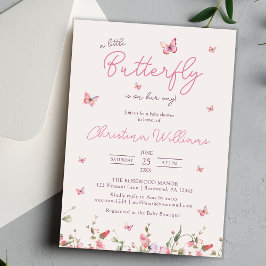 Little Butterfly Wassercolor Girl Baby Dusche Einladung