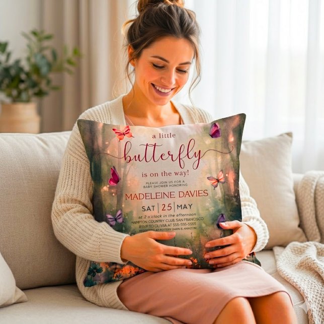 Little Butterfly Watercolor Baby Shower Kissen (Von Creator hochgeladen)