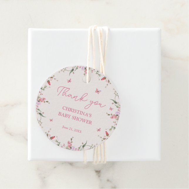 Little Butterfly Watercolor Babydusche Danke Geschenkanhänger (Beispiel)