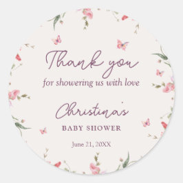 Little Butterfly Watercolor Babydusche Danke Runder Aufkleber