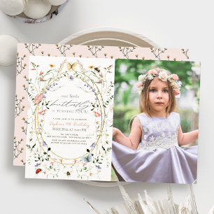 Little Butterfly Wildblume Bee Foto Geburtstag Einladung