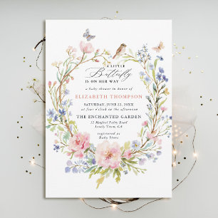 Little Butterfly Wildblumen Woodland Babydusche Einladung
