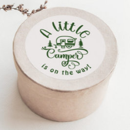 Little Camper ist auf dem Weg minimalistisch grün Runder Aufkleber