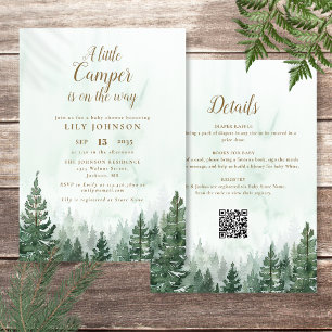 Little Camper Wald Alles in Einem QR Baby Shower Einladung
