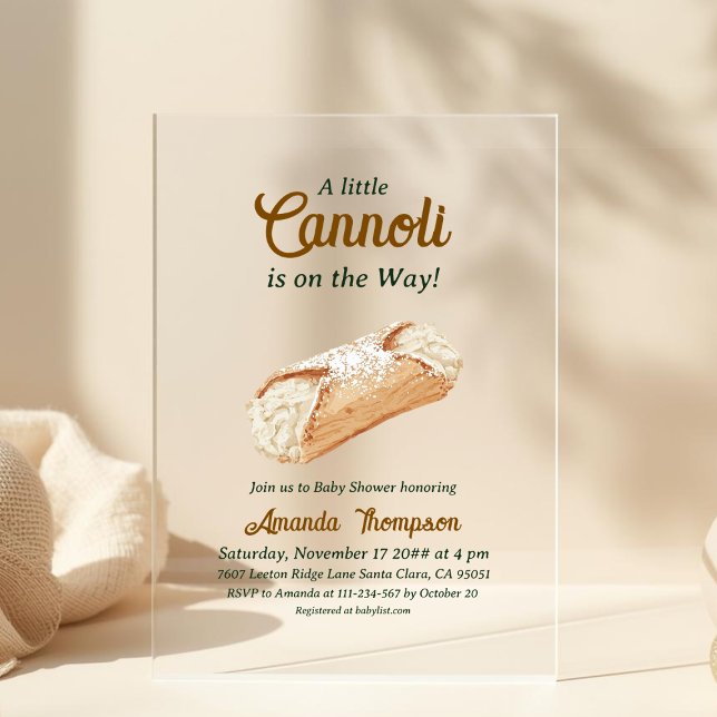 Little Cannoli Neutral Beige Italian Baby Shower Acryleinladungen (Von Creator hochgeladen)