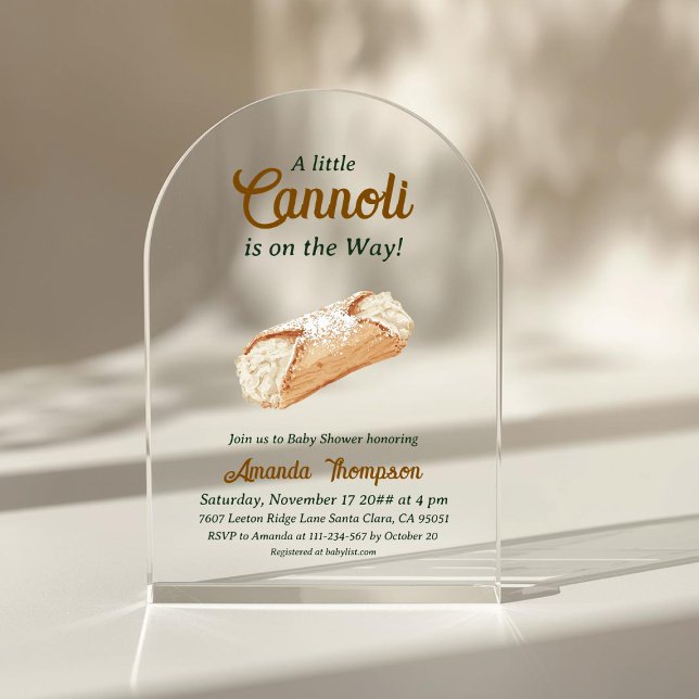 Little Cannoli Neutral Beige Italian Baby Shower Acryleinladungen (Von Creator hochgeladen)