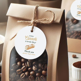 Little Cannoli Neutral Beige Italian Baby Shower Geschenkanhänger