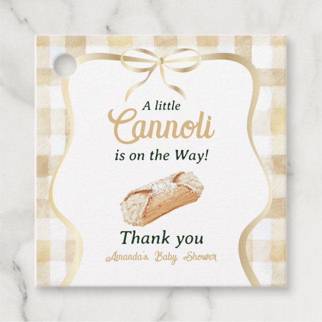 Little Cannoli Neutral Beige Italian Baby Shower Geschenkanhänger (Vorderseite)