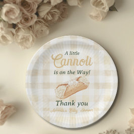 Little Cannoli Neutral Beige Italian Baby Shower Pappteller