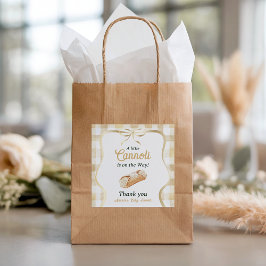 Little Cannoli Neutral Beige Italian Baby Shower Quadratischer Aufkleber