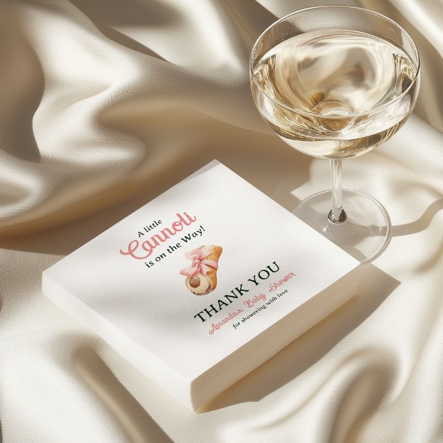 Little Cannoli Pink Bow Girl Italian Baby Shower Serviette (Von Creator hochgeladen)