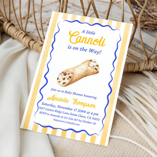 Little Cannoli Yellow Blue Italian Baby Shower Einladung (Von Creator hochgeladen)
