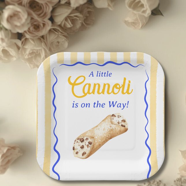 Little Cannoli Yellow Blue Italian Baby Shower Pappteller (Von Creator hochgeladen)