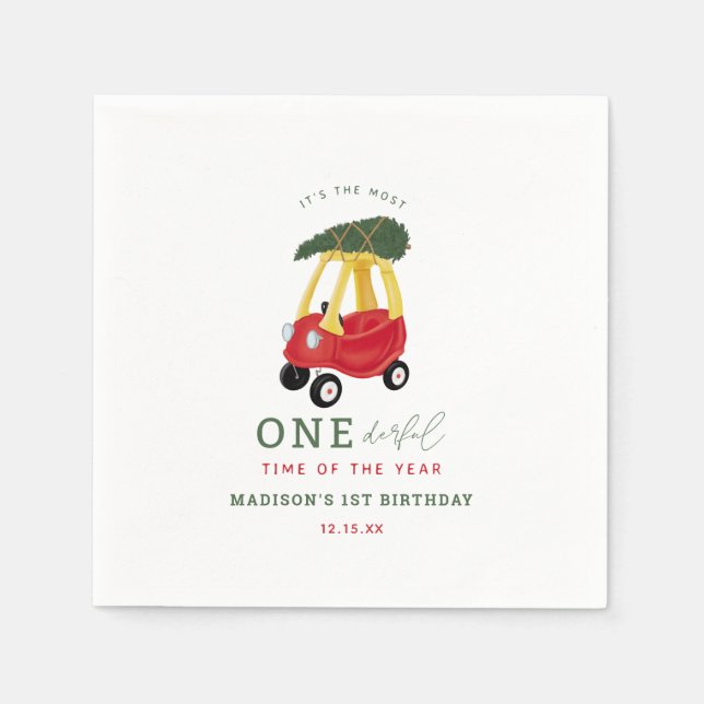 Little Car Holiday Onederful Birthday Party Serviette (Vorderseite)