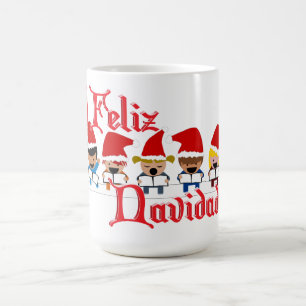 Little Carolers Singing Feliz Navidad Weihnachten Kaffeetasse