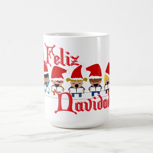 Little Carolers Singing Feliz Navidad Weihnachten Kaffeetasse (Mittel)
