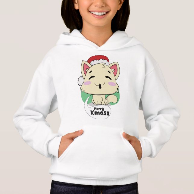 Little Cat Merry Christmass Hoodie (Vorderseite)